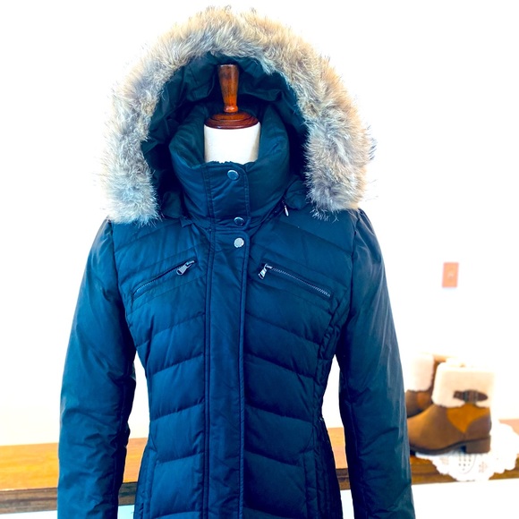 Marc New York Jackets & Blazers - ❤️Marc NY Quilted Down-filled Hooded Jacket w/Genuine Fur Trim, Size L, Black